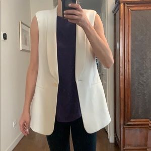 BCBG vest with ivory button and zipper back